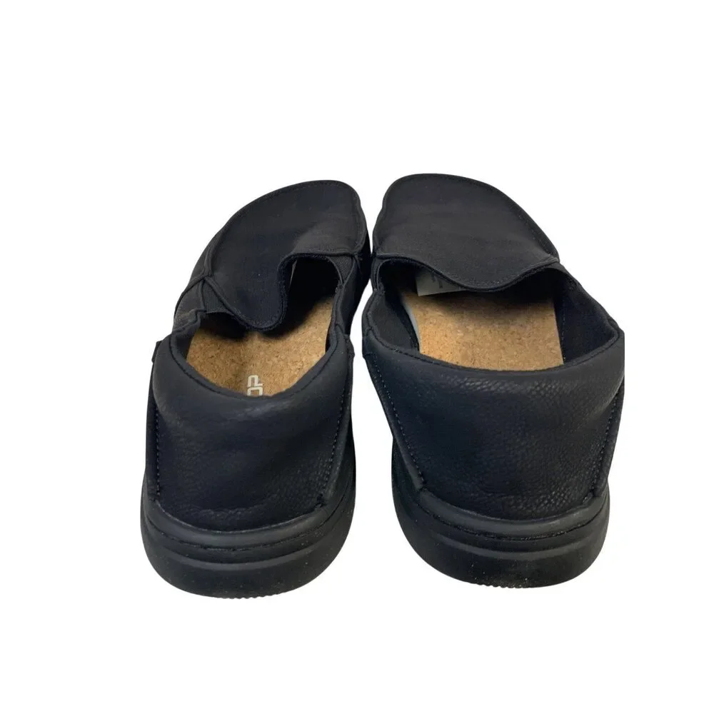 Pulltop Mens Size 10 Black Faux Leather Closed Round Toe Slip On Slippers Shoes